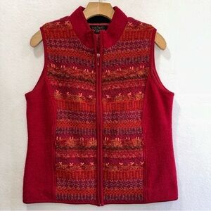 Icelandic Design Lined Full Front Zip Wool Vest Warm Magenta Size Medium READ